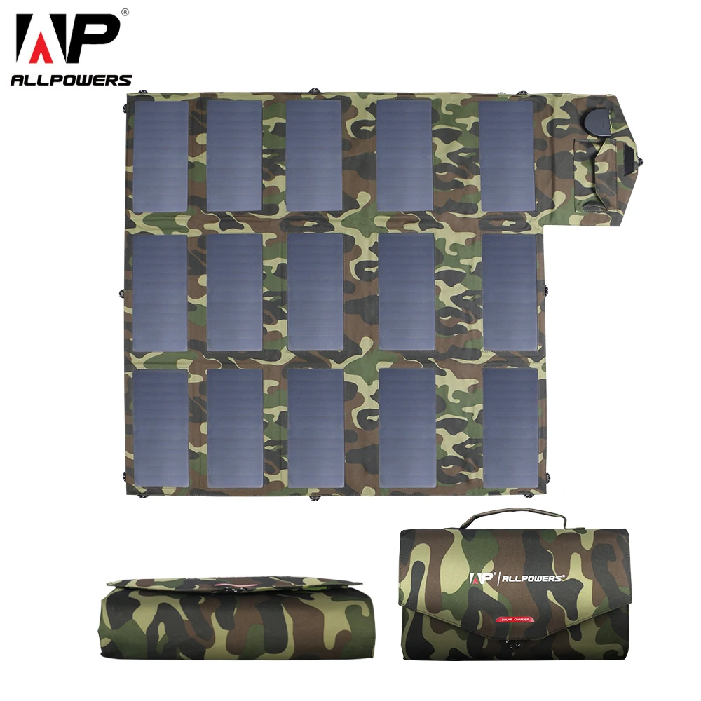 Pannello Solare Pieghevole Allpowers 100W, Caricatore Solare Portatile (Dual 5V Usb Con Hightechnology + Uscita 18V Dc) Per Esterno, Campeggio