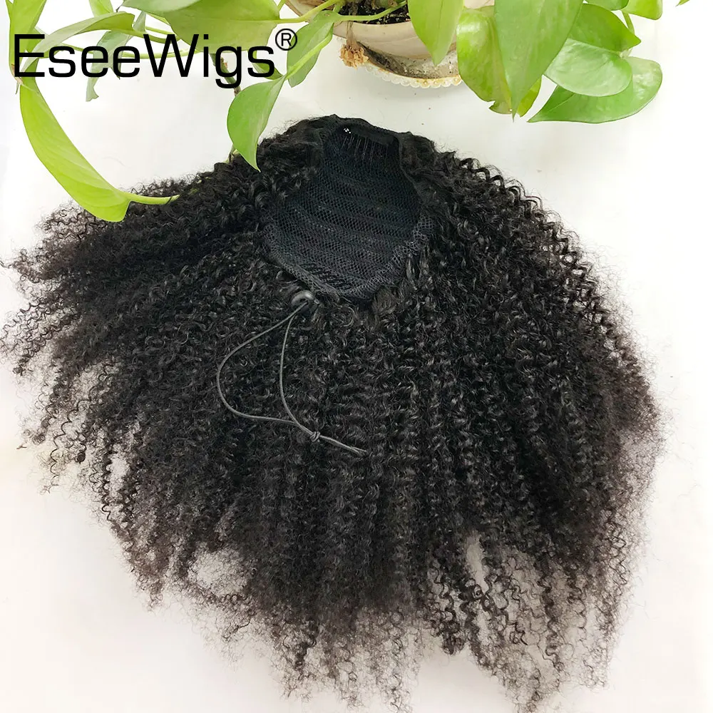 Eseewigs кудрявые человеческие волосы на шнурке конский хвост 1bT30 Омбре цвет клип в