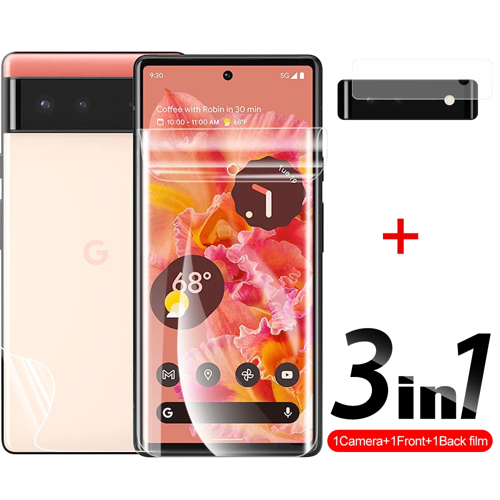 

Гидрогелевая пленка 3 в 1 для переднего и заднего объектива Google Pixel 6, 6pro, 6,4 дюйма, защитная пленка для экрана 99D, защитная пленка для камеры GB7N6, G9S9B16