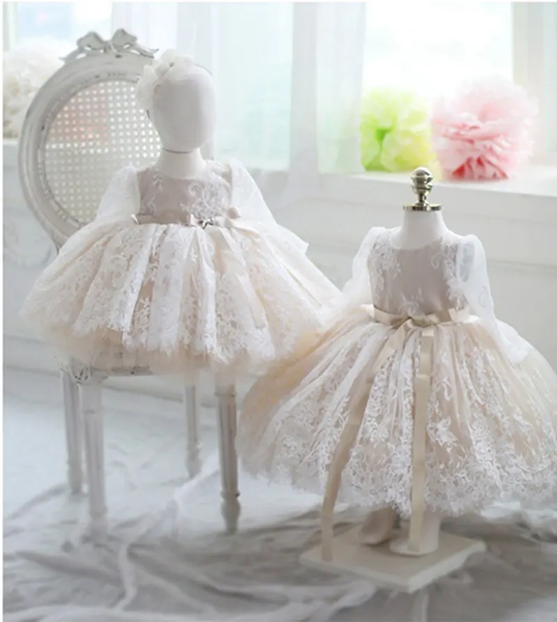 1 Years Flower Girl Dress Lace Tutu Wedding Winter Long-sleeved Children's Evening Party Princess Clothes WG-004 | Детская одежда и