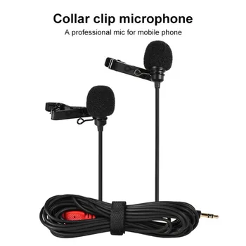 

2020 Dual-Head Lavalier Microphone Clip-on Collar Condenser Microphone Handsfree Lapel Mic For Smartphone Canon DSLR Camera PC