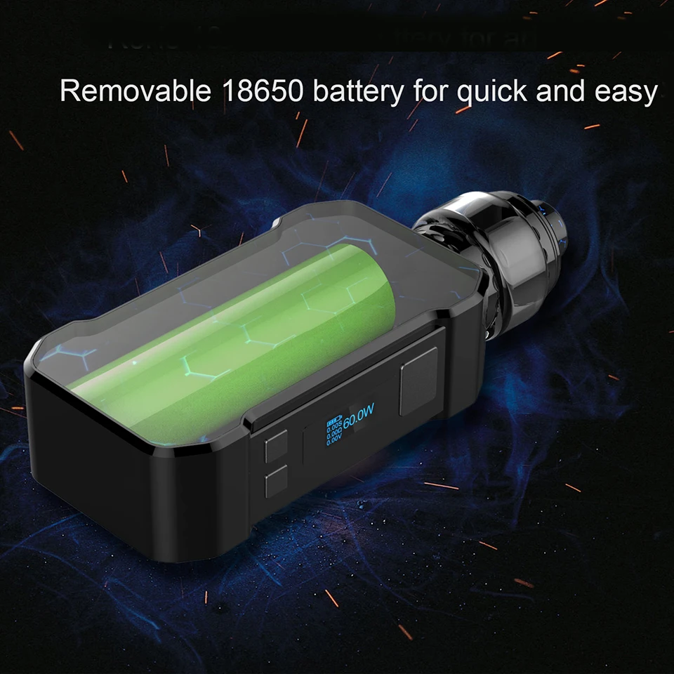 New Original Curdo Hally 60W TC Kit with 3ml Atomizer 0.4ohm Coil  0.6ohm Coil & 0.96 Inch Screen Electronic Vape Kit VS Drag 2 (9)