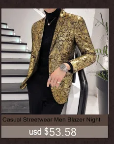 Роскошный Блейзер в золотую полоску с принтом Masculino Slim Fit Мужской Блейзер плюс размер 5xl сценический костюм для Dj Singer Chaqueta Hombre
