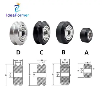 

3D Printer Parts CNC Openbuilds Plastic Wheel POM Wth 625ZZ MR105ZZ Idler Pulley Gear V-Slot Bore 5mm Passive Round Perlin Wheel