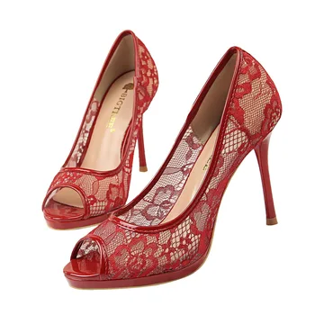 

Bigtree Lace Lady Dress Shoes Women Pumps Festival Party Wedding Shoes Formal Pumps Business Stilettos High Heels FIS066