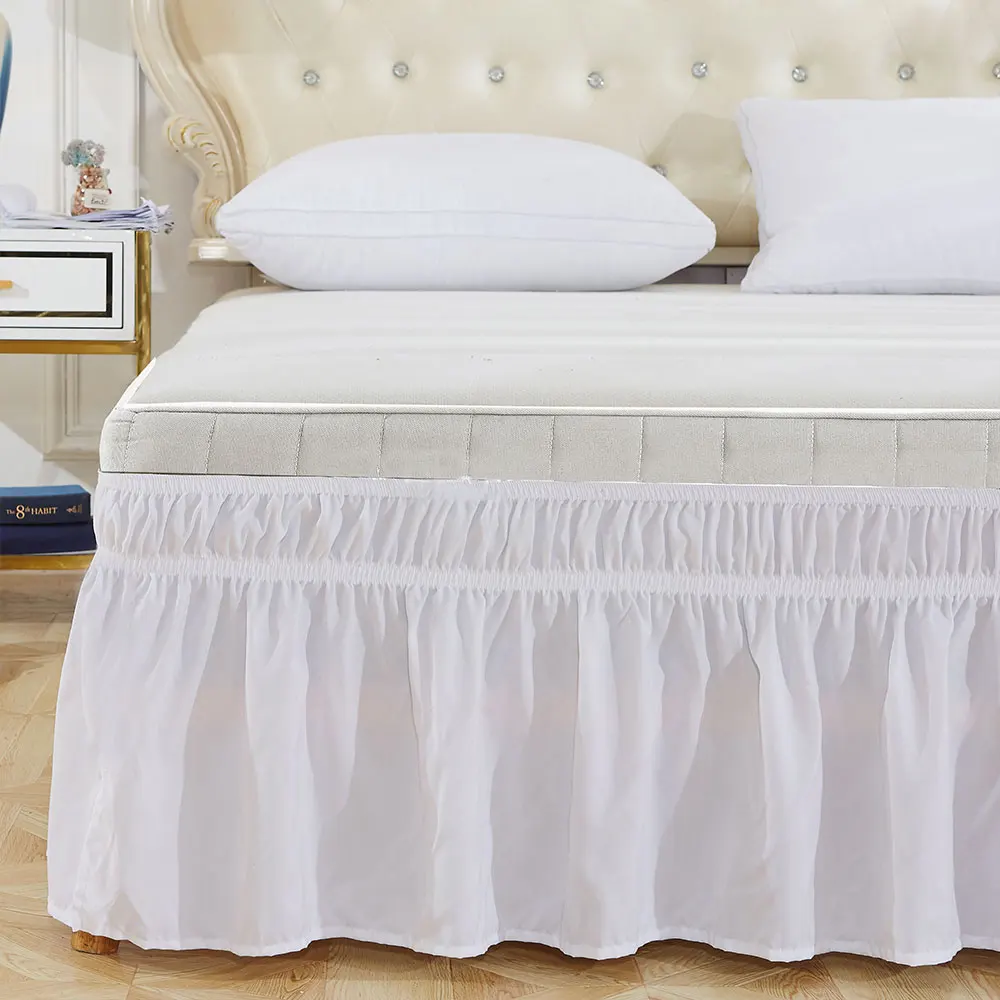 Однотонная эластичная юбка для кровати с оборками для близнецов, королев, королей, королей, стандартных размеров США, простой милый стиль для семьи