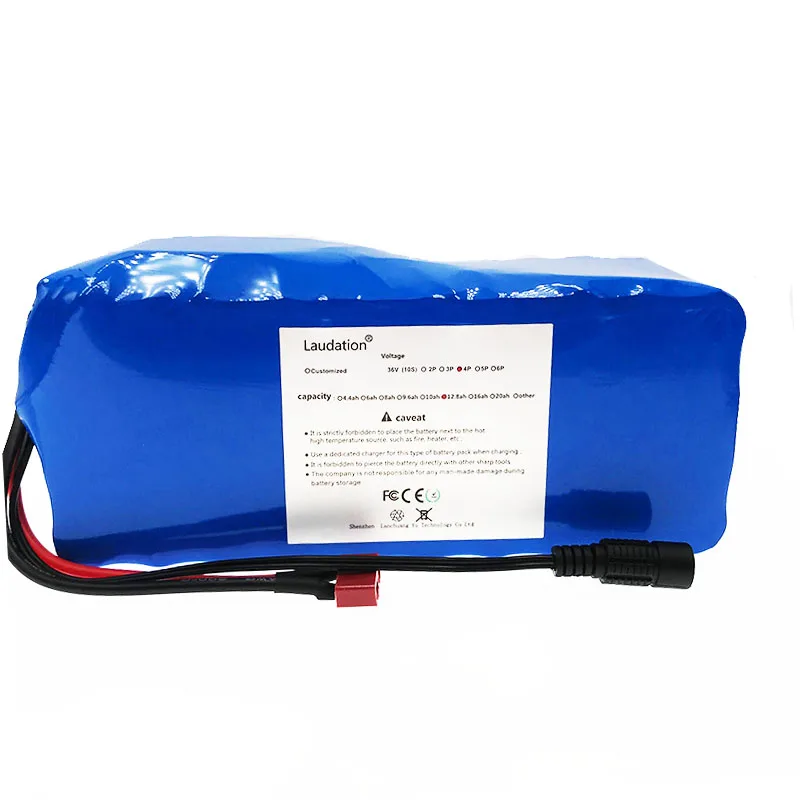36v батарея 10Ah 600W высокая мощность и емкость 42V18650 ионно-литиевая аккумуляторная батарея, фара для электровелосипеда в электромобиль двигатель электрический скутер 15a bms 10s 4p