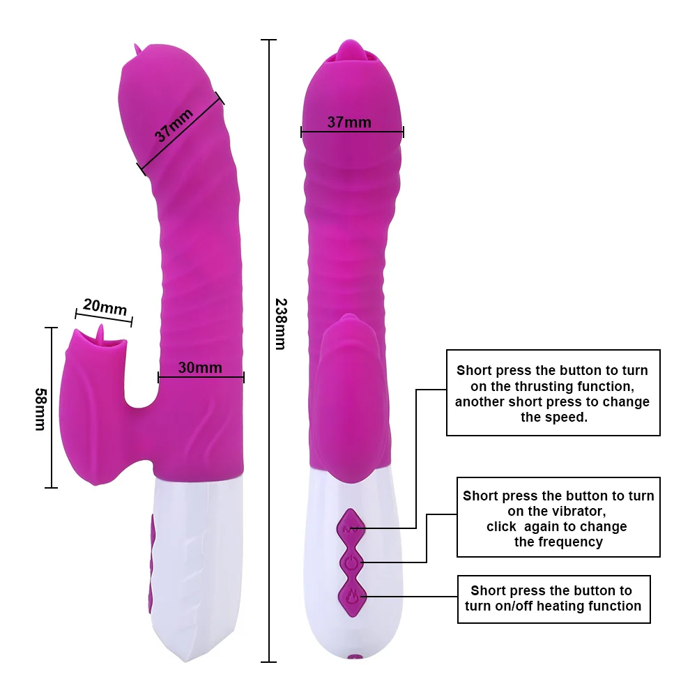 Giocattoli sessuali per donne, vibratore telescopico riscaldabile, vibratore a doppia lingua, stimolatore del clitoride, punto G_voghion.com