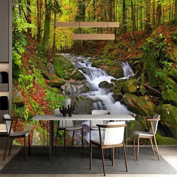 

Milofi customized large-scale wallpaper murals simple leisure forests deep mountains, streams, creeks and landscape TV backgroun