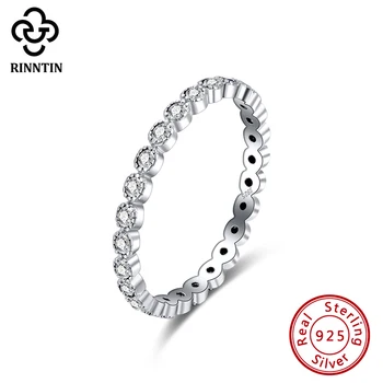 

Rinntin 100% 925 Sterling Silver Shiny Eternity Rings with AAAA Zircon for Women Wedding Band Engagement Jewelry Gift TSR145