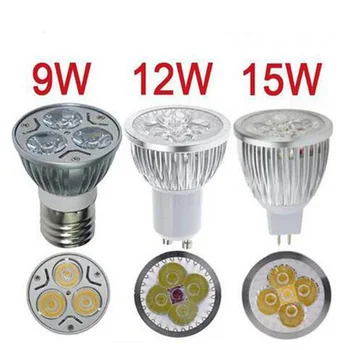 

50PCS Dimmable Led Lamp 9W 12W 15W MR16 12V GU10 E27 B22 E14 110V/220V Led Spotlight led bulb downlight lighting