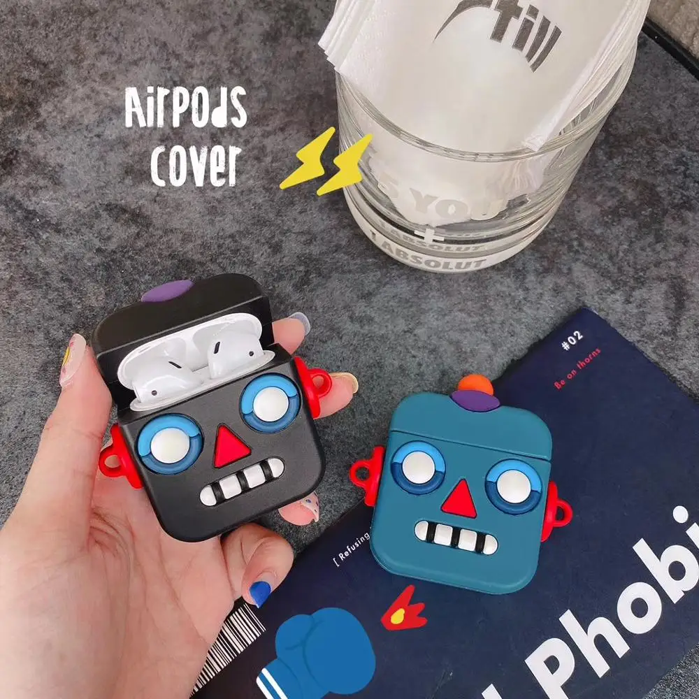 Для Airpods 1/2 чехол 3D силиконовый защитный для air pods 2 1 blueetooth 3d робот милый мультяшный