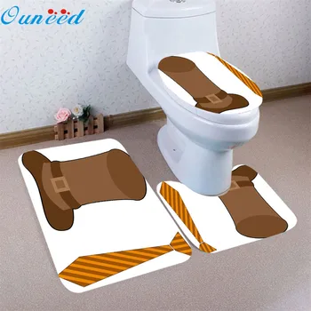 

Ouneed 3pcs/set Colorful Creative father's day pattern Bathroom Non-slip Bathtub Rugs+Lid Toilet Cover+Bath Floor mats drop ship