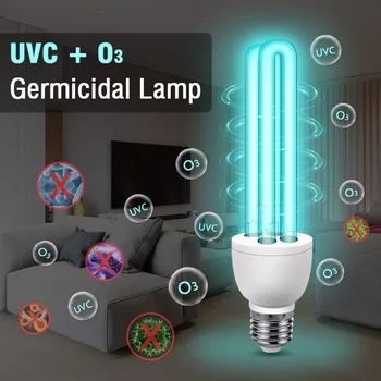 

E27 UVC Lamp Sterilizer 18W Ultraviolet UV Light Tube Bulb Disinfection Lamp Ozone Sterilization Lights Germicidal Lamp Bulb
