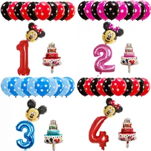 13 piezas Mickey Minnie Mouse globo 30 pulgadas número globos de látex pastel baby shower 1 2 3 4 5 6st decoración de dibujos animados para fiesta de cumpleaños(China)