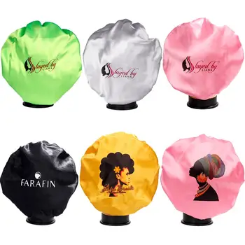 

Luxury Customized Printing Logo Multiple Color Choices Satin 2 Layer virgin Hair Extension bonnet for Wigs