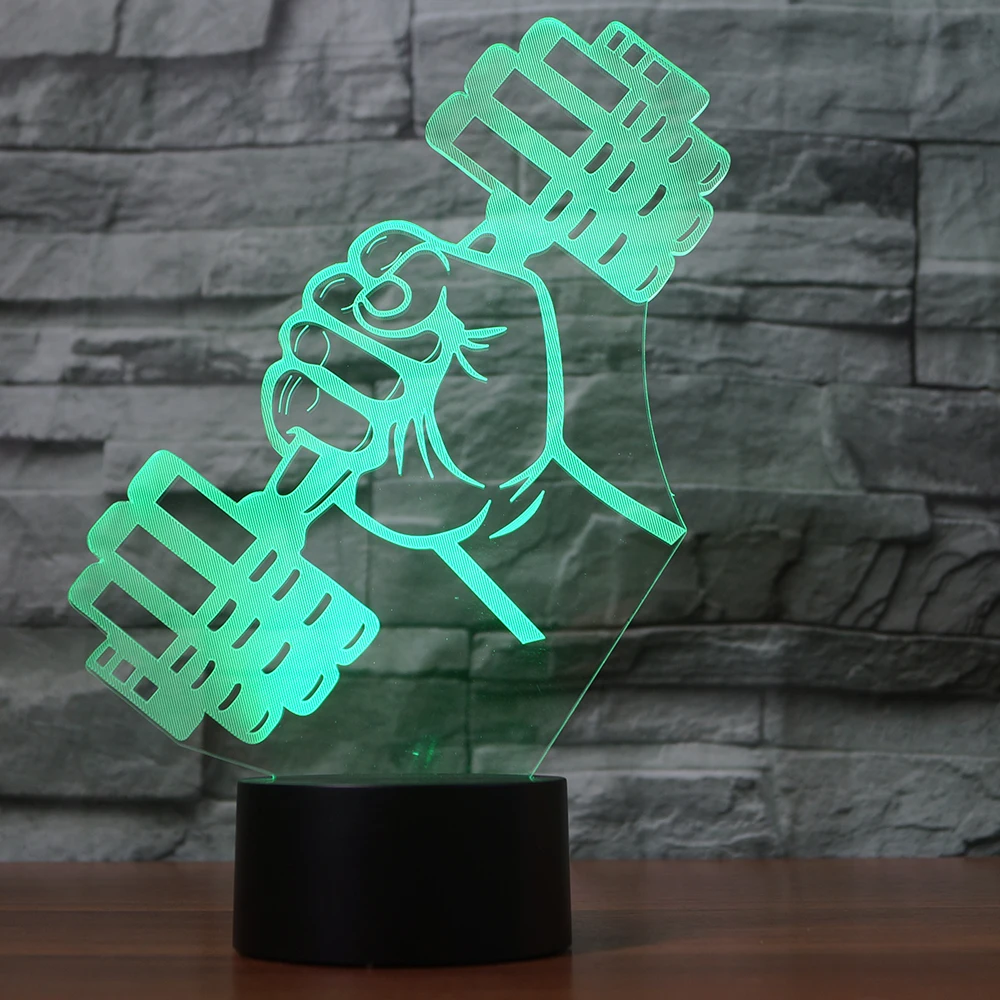 Usb, 7 цветов, изменяющийся, поднимает гантели, модель 3D, светодиодный Ночной светильник, модель, сенсорная кнопка, настольная лампа, светильник для дома, детская комната, Декор