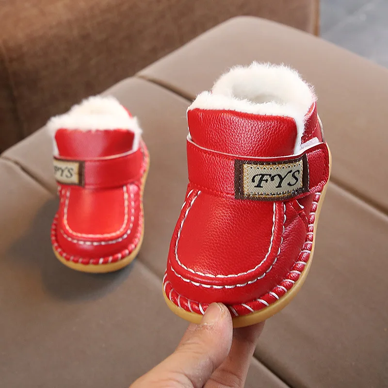 Г. Зимняя детская хлопковая обувь с мягкой подошвой для малышей, бархатная теплая обувь для мальчиков и девочек, детские зимние ботинки для малышей, ботинки Размер 14-21 - Цвет: Red Winter