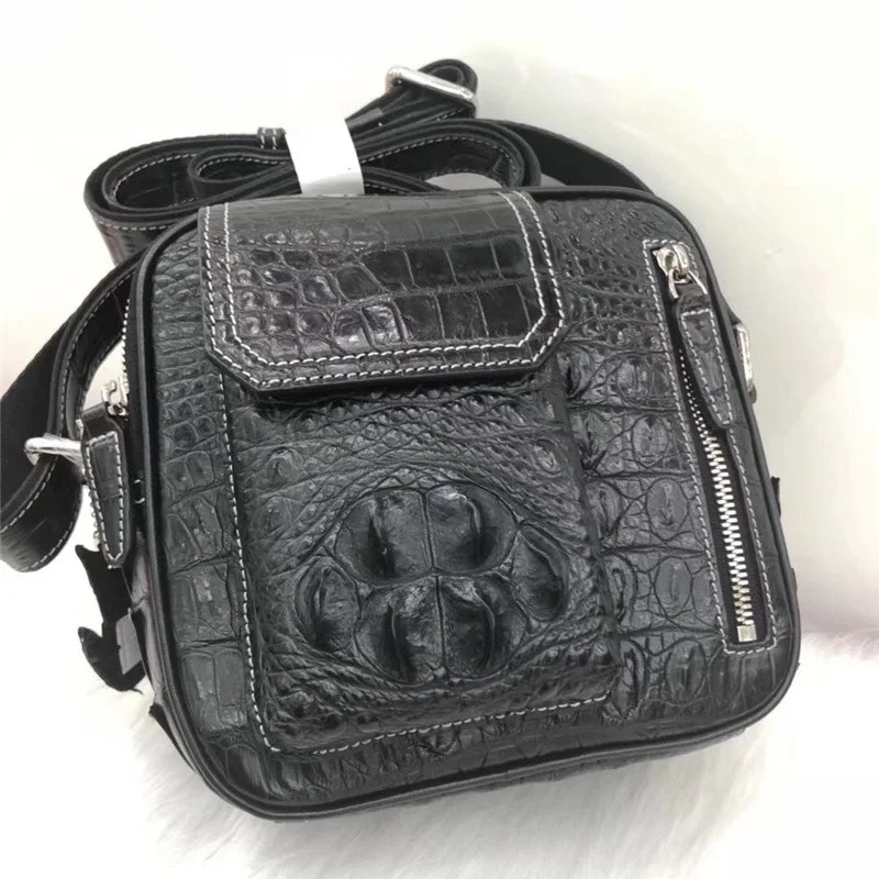 

Authentic Real Crocodile Skin Men Small Flap Purse Crossbody Shoulder Bag Genuine Alligator Leather Male Mini Messenger Bag