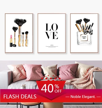 Günstig Weihnachten Leinwand Malerei Machen Up Pinsel Liebe Schwarz Weiß Salon Poster Wand Kunst Bilder Moderne Mädchen Zimmer Home Decor