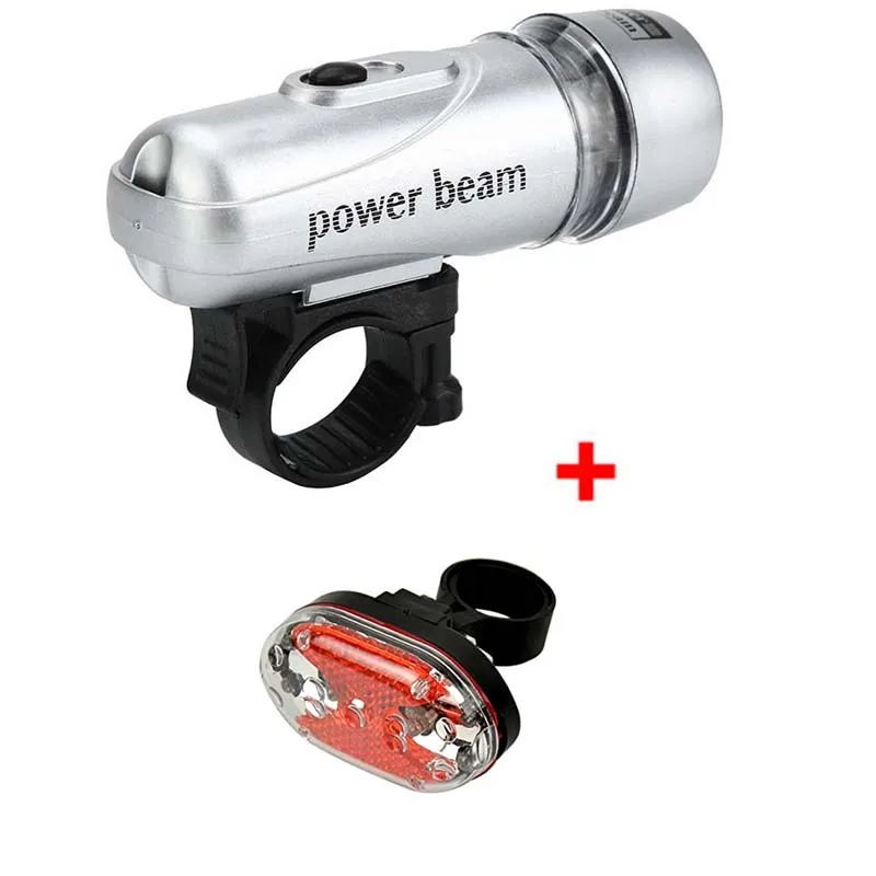 Silver with Tailligh Высокое качество 5 Led велосипедный передний головной свет+ задний фонарь набор Водонепроницаемый дорожный MTB горный велосипед задняя велосипедная фара фонарь - Цвет: Silver with Tailligh
