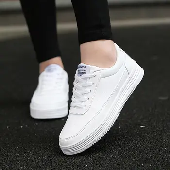 

Large Size PU Leather Women Sports Shoes 2020 Sporty Woman Sneakers Men Shoes Sport Women Running Shoes Tennis Femme White E-382