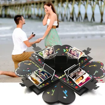

DIY Surprise Explosion Box Gift for Anniversary Handmade Scrapbook DIY Photo Album for Wedding Birthday Valentines Surprise Gift