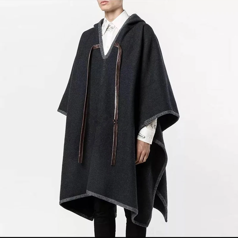 M-4xl Retro Coat Men's Mid-length Autumn And Winter Woolen Cape Shawl ...