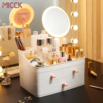 

MICCK Cosmetic Make Up Organizer Large Capacity Drawer Lipstick Cosmetic Storage Box Women Skin Care Dressing Table Beauty Case
