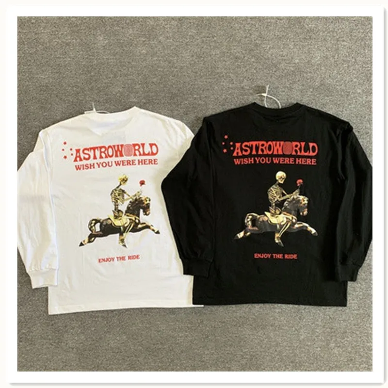 Astroworld футболка с изображением Трэвиса Скотта тур футболка "ENJOY THE RIDE" Графический астромир тройник лучшее качество Хлопок топы с длинными рукавами для мужчин