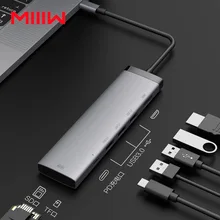 MIIIW-concentrador de red USB C 7 en 1, adaptador con 4K, 100W, entrega de energía, 3 USB 3,0, MicroSD y lector de tarjetas SD para MacBook Air