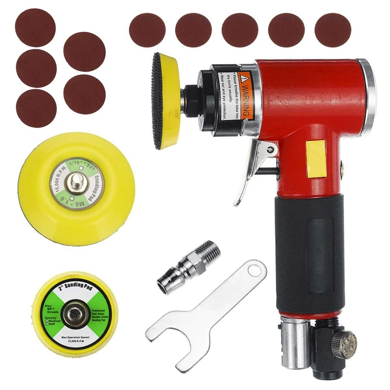 

5 Inch High-Speed Mini Pneumatic Sanding Machine Air Sander With Push Switch And Sanding Pad For Polishing Grinding Tools
