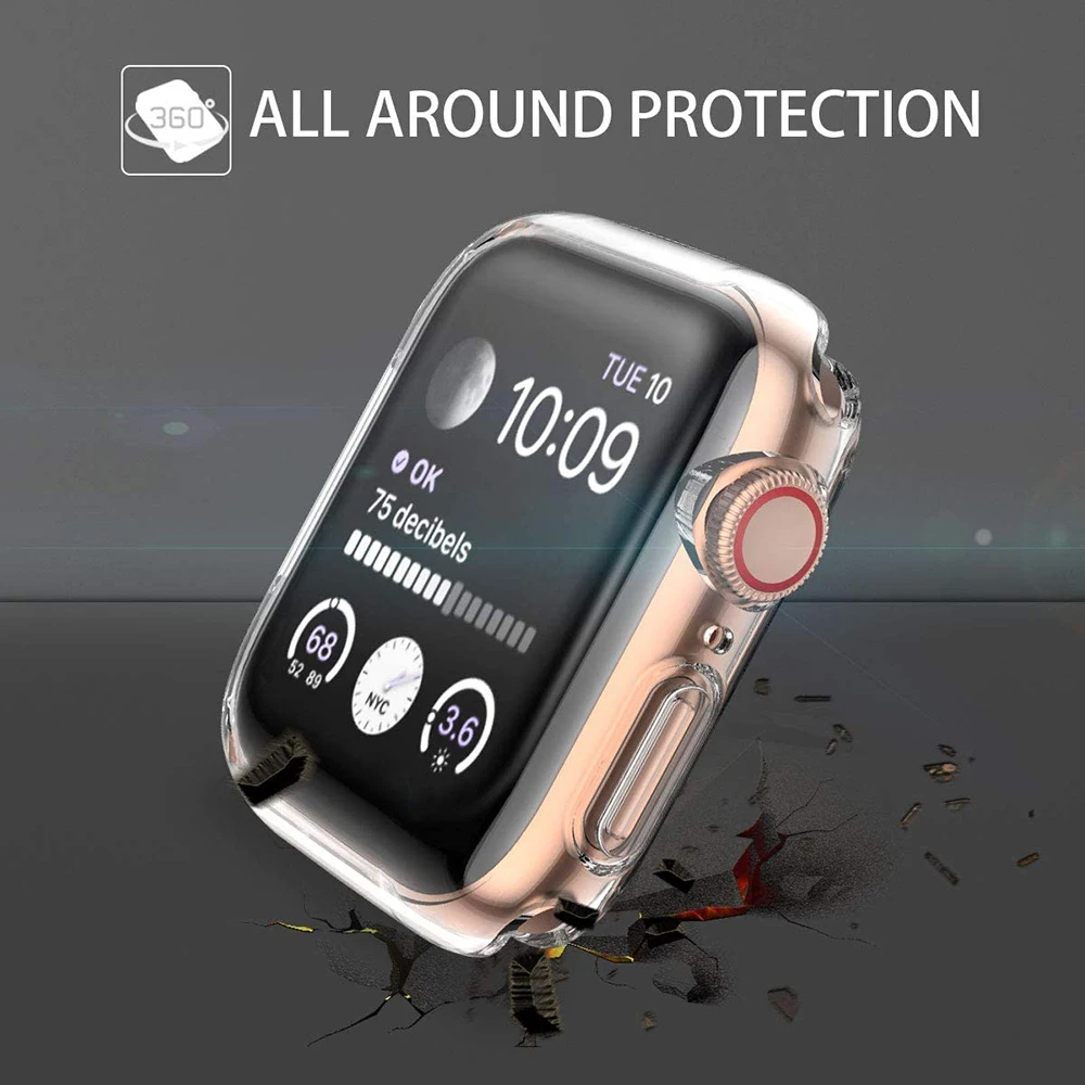 Watch Full Cover Case for Apple Watch Series 5 4 40MM 40MM Soft 360 Slim Clear TPU Screen Cases for iWatch 3/2/1 42MM 38MM