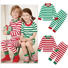 Рождественский детский костюм на весну и осень для мальчиков и девочек одежда для отдыха комплект из двух предметов с полосатым воротником, детская одежда