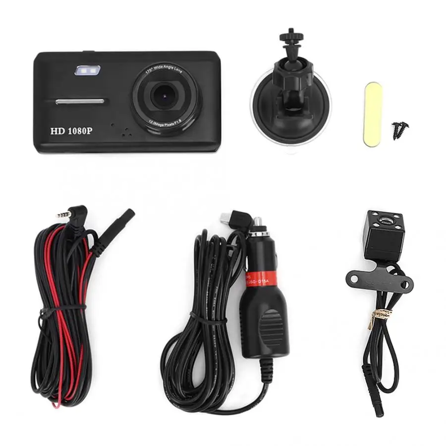 1080P HD 4,5 дюймов двойной объектив Dash Cam g-сенсор для вождения видео рекордер камера автомобильный видеорегистратор черный Автомобильный видеорегистратор