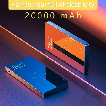 

20000mAh Wireless Power bank Charger Dual USB Mirror Screen Display for iPhone X XS Max 8 Plus Samsung S9 S8 Battery Charger