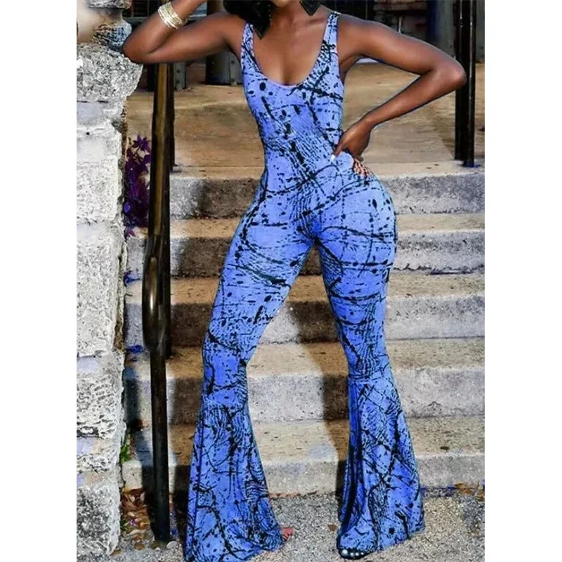 ChocoMist Jumpsuits Fashion Sexy Bell-bottomed Pants Women Jumpsu CY8257