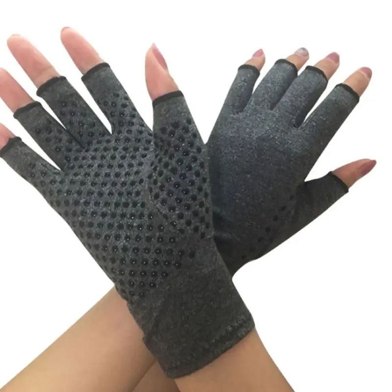 

Unisex Compression Arthritis Hand Gloves Textured Open Finger Joint Pain Relief Fingerless Wrist Length Mittens