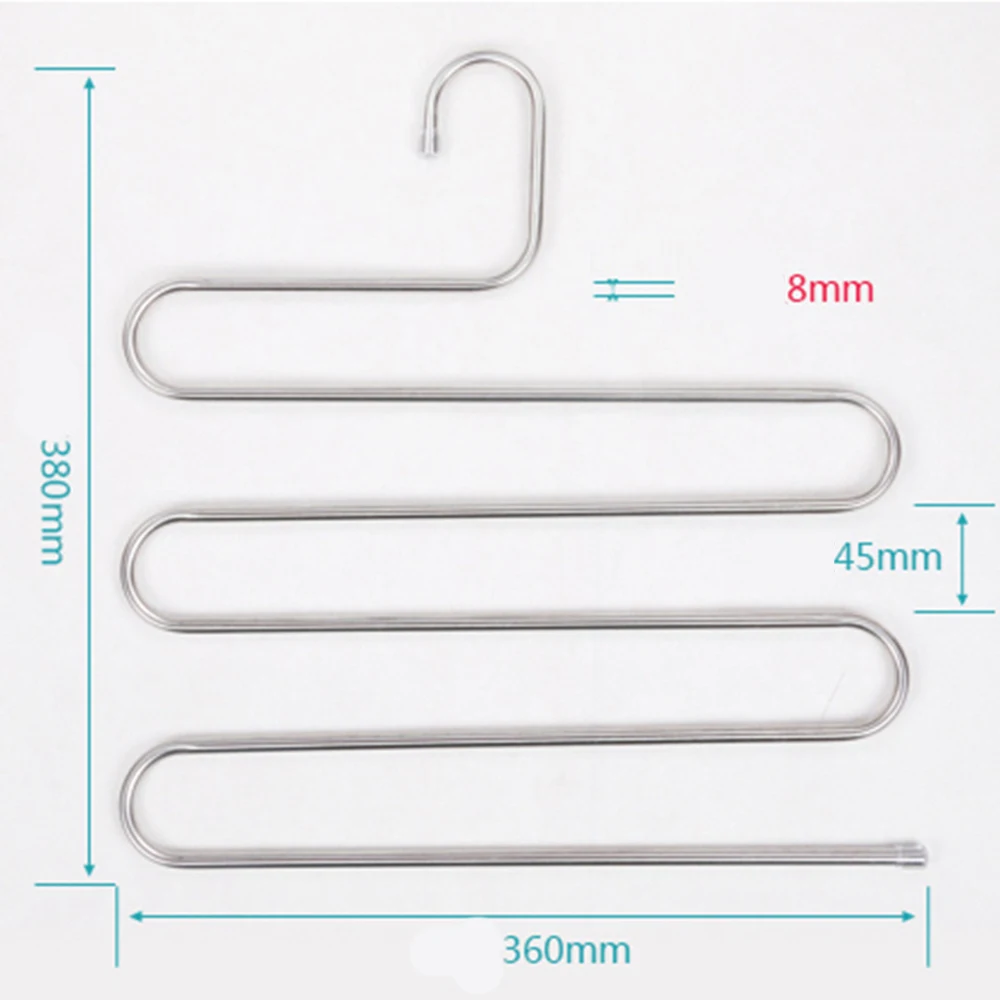 Clothes Hangers Pants Storage Hangers 5 layers S Shape Metal MultiFunctional Cloth Rack Multilayer Storage Cloth Hanger 1PC