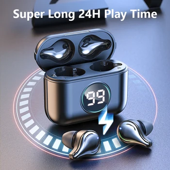 

TWS Bluetooth Headset Waterproof Headset Wireless Stereo Earplug Touch Wireless 5.1 Touch Led and Microphone in Ear Sports Cable