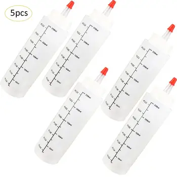 

5PCS 250ML Plastic Needle-nosed Bottle With Scale Squeeze Bottle With Leak-Proof Cap Sauce Salad Squeezable Bottle Dropshipping