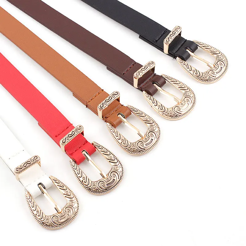 1PC Women's Vintage Cave Pin Buckle Belt Luxury Thin Leather Belt Designer Belt Jeans Dress Women Belt