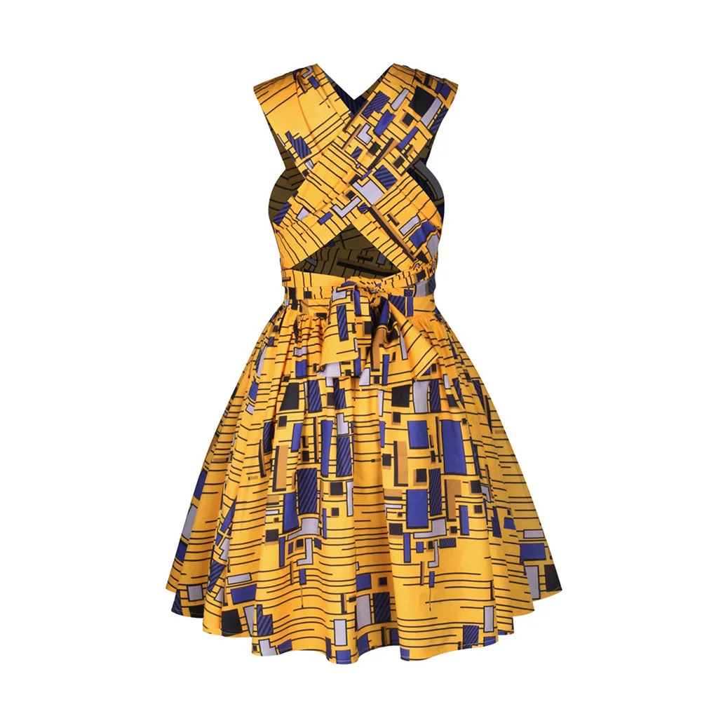 BOHISEN Дашики африканские платья для женщин Африканский принт короткий рукав Анкара Женская африканская одежда с мутил-способы ношения
