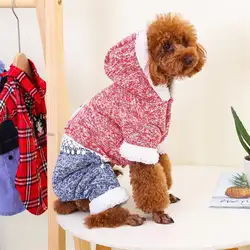 Зимняя одежда для домашних животных для собак теплая куртка с капюшоном Чихуахуа Тедди Французский бульдог утолщение комбинезон пальто