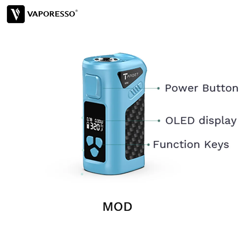 Оригинальный Vaporesso Target Mini Kit вейп 40 Вт TC бокс мод с резервуаром Guardian 1400 мАч