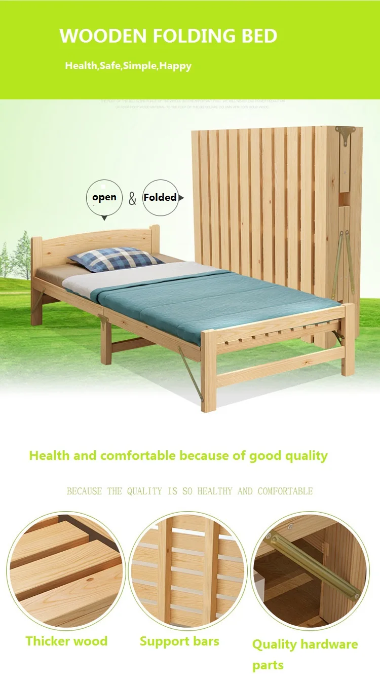 Прочная деревянная складная кровать односпальная двуспальная кровать .