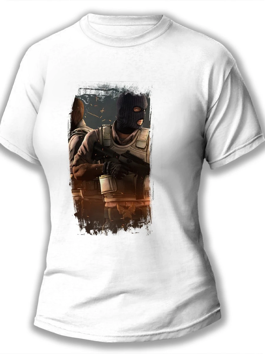 Camiseta blanca para mujer, de vestir, diseño de contre Strike, game, shooter, CSGO, Counter, 1749|Camisetas| - AliExpress