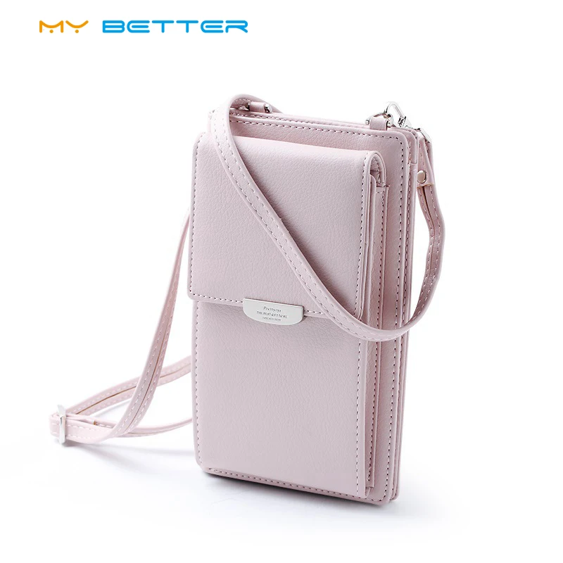 Cartera informal de marca para mujer, cartera para teléfono móvil, tarjeta grande, bolso de mano, bandolera de hombro