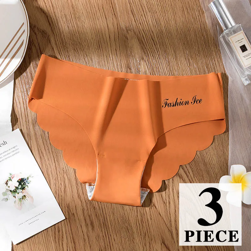 A 3 pcs Женские трусики, набор, бесшовные трусы, ледяной шелк, под брюки, сексуальные мягкие трусы до середины талии, трусы, женское белье, стринги, 3 шт./лот# F - Цвет: A 3 pcs