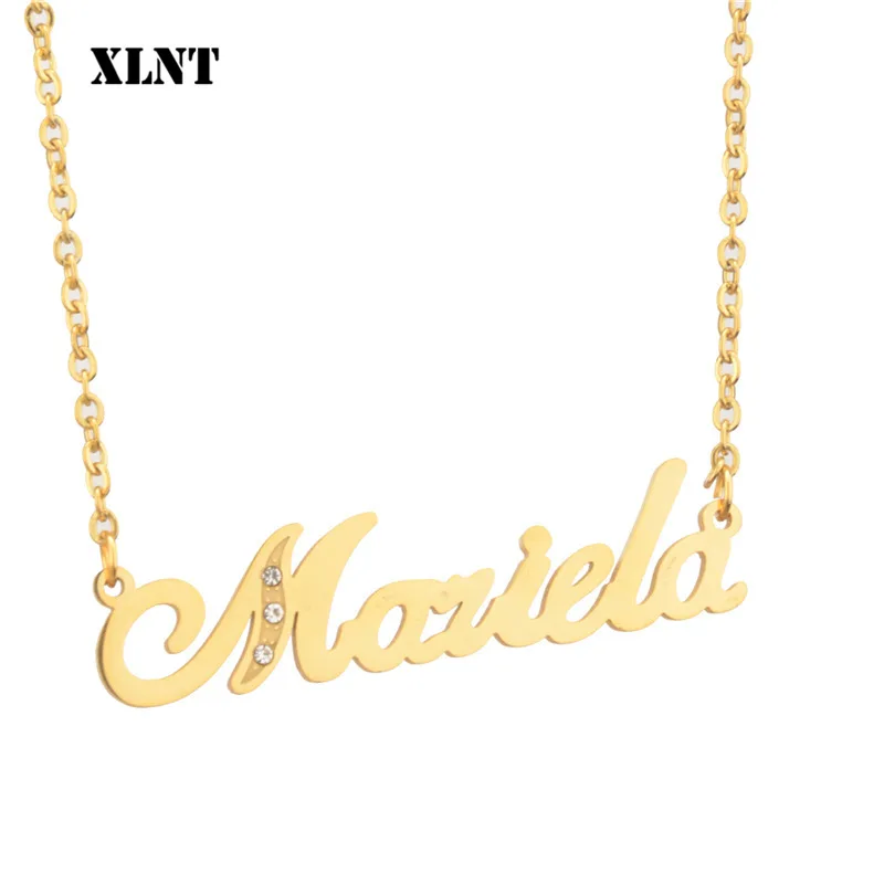 XLNT Mariela Name Necklace Handmade Custom Personalized Necklaces for Women Men Stainless Steel Statement Choker Bijoux | Украшения и